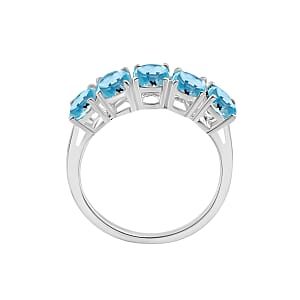 Luxoro Premium Mangoro Aquamarine 2.30 ctw 5 Stone Ring in 14K White Gold (Size 8.0) (Del. in 10-12 Days)