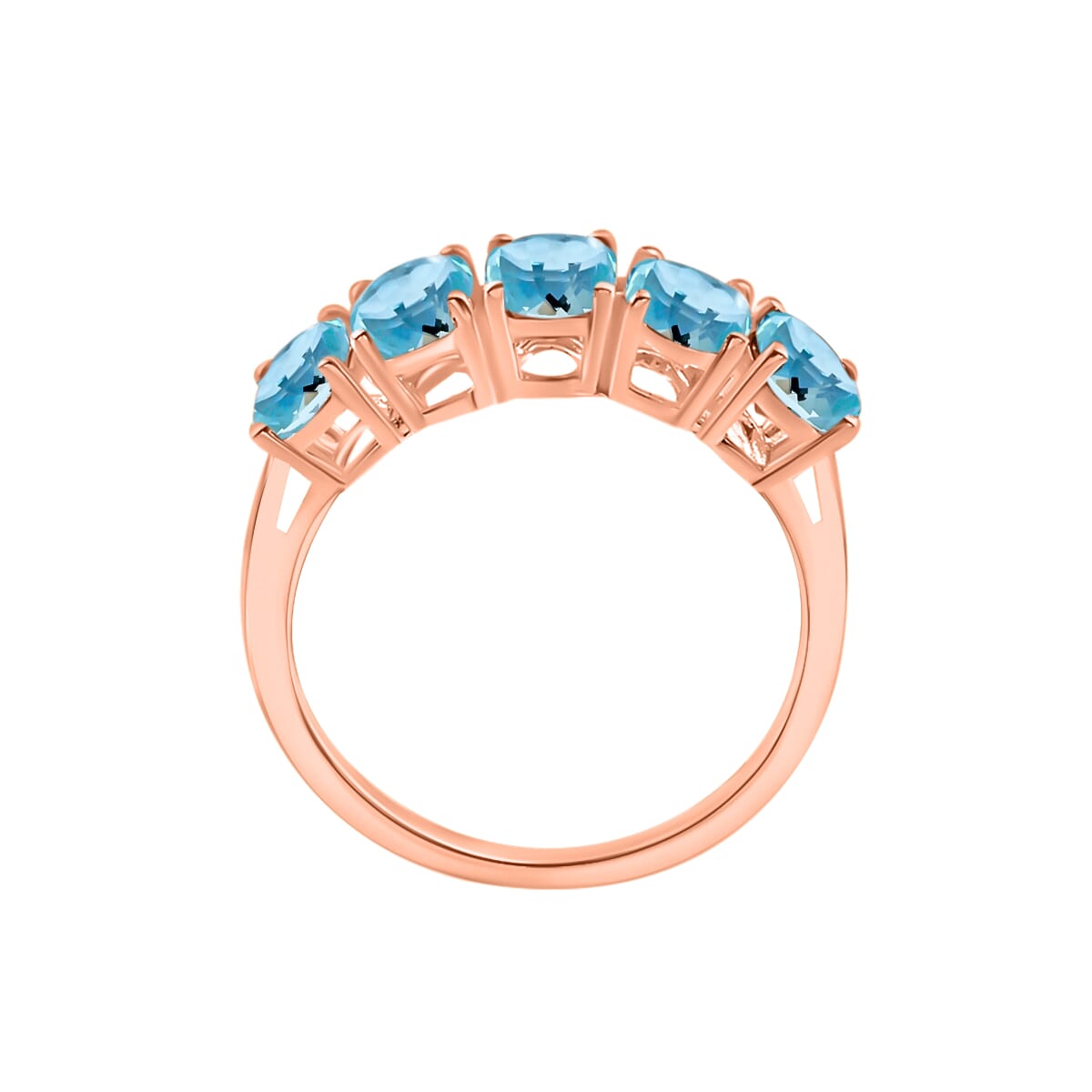 Luxoro Premium Mangoro Aquamarine 5 Stone Ring in 14K Rose Gold (Size 4.0) 2.30 ctw image number 3