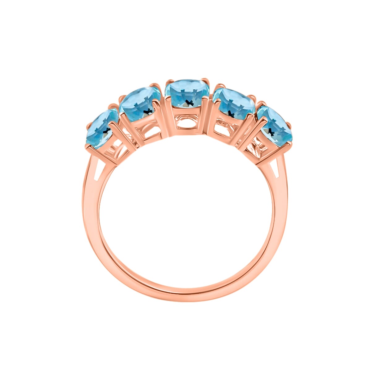 Luxoro Premium Mangoro Aquamarine 5 Stone Ring in 14K Rose Gold (Size 5.5) 2.30 ctw image number 3