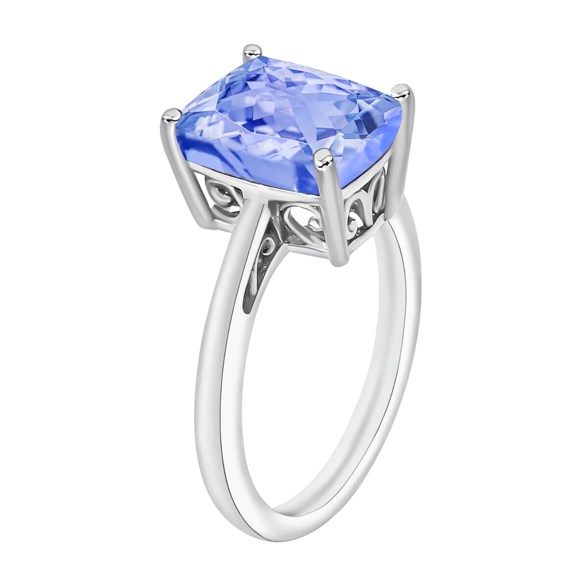 Tanzanite Solitaire Ring in Platinum Over Sterling Silver (Size 9.5) 5.00 ctw image number 2