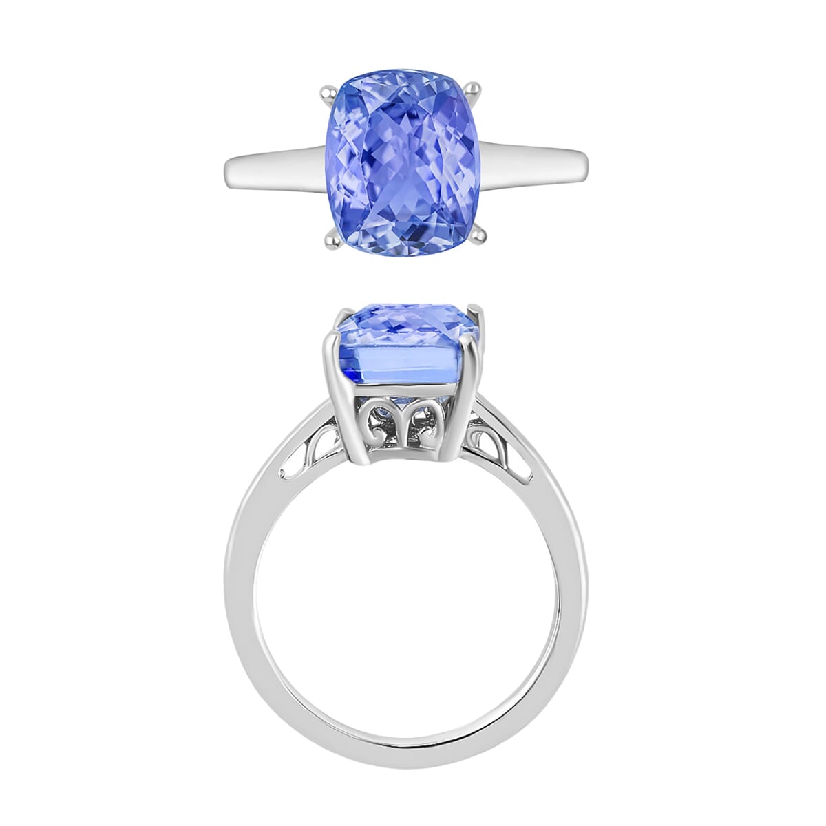 Tanzanite Solitaire Ring in Platinum Over Sterling Silver (Size 9.5) 5.00 ctw image number 3