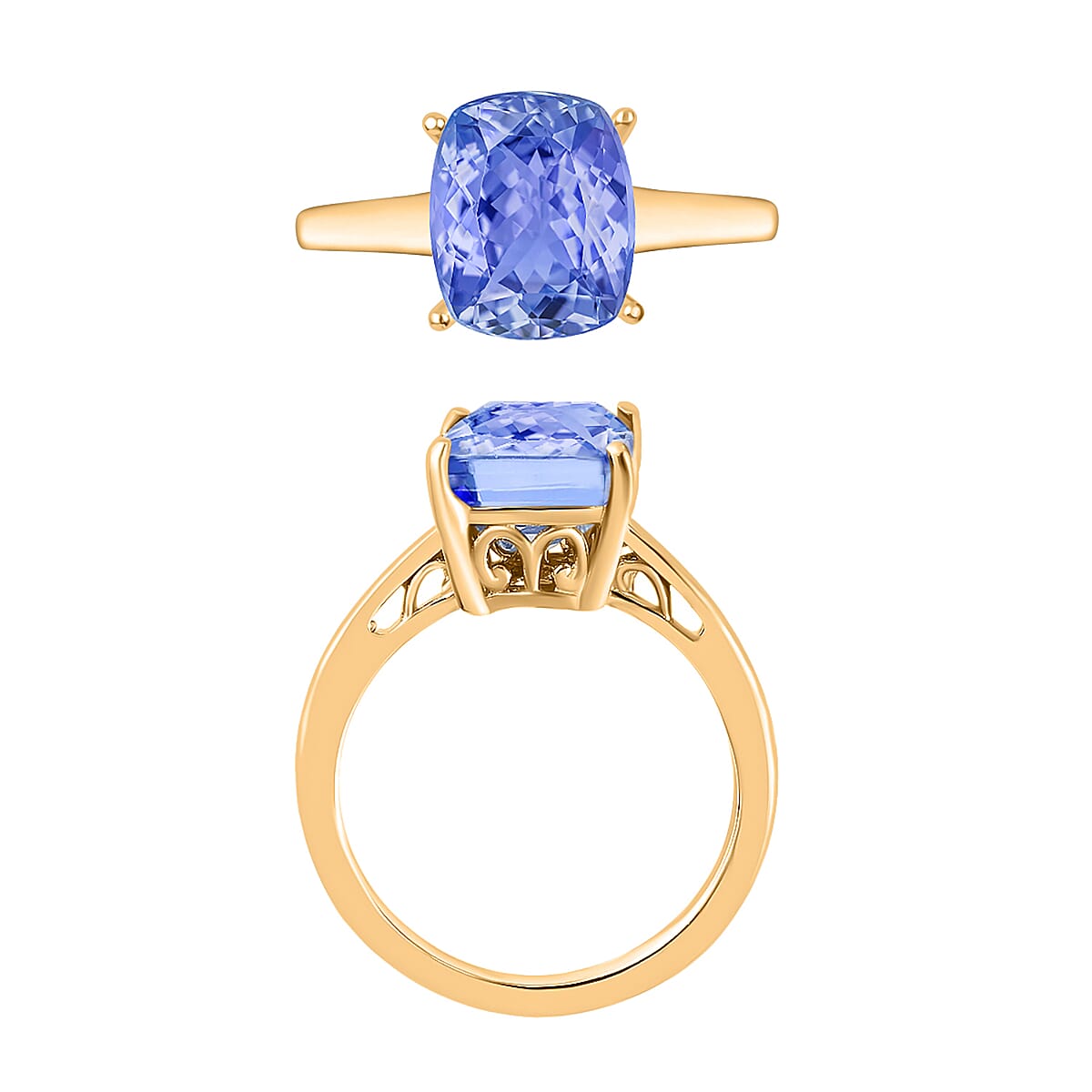 Tanzanite Solitaire Ring in Vermeil Yellow Gold Over Sterling Silver (Size 6.5) 5.00 ctw (Del. in 10-12 Days) image number 3
