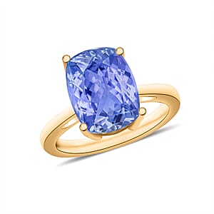 Tanzanite Solitaire Ring in Vermeil Yellow Gold Over Sterling Silver (Size 8.0) 5.00 ctw (Del. in 10-12 Days)