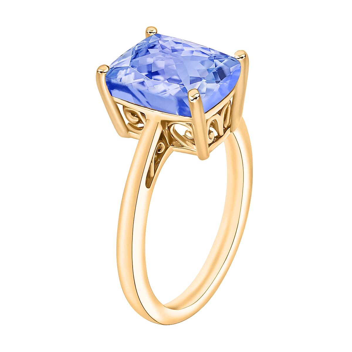 Tanzanite Solitaire Ring in Vermeil Yellow Gold Over Sterling Silver (Size 8.0) 5.00 ctw (Del. in 10-12 Days) image number 2