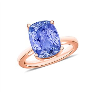 Tanzanite Solitaire Ring in Vermeil Rose Gold Over Sterling Silver (Size 5.0) 5.00 ctw (Del. in 10-12 Days)