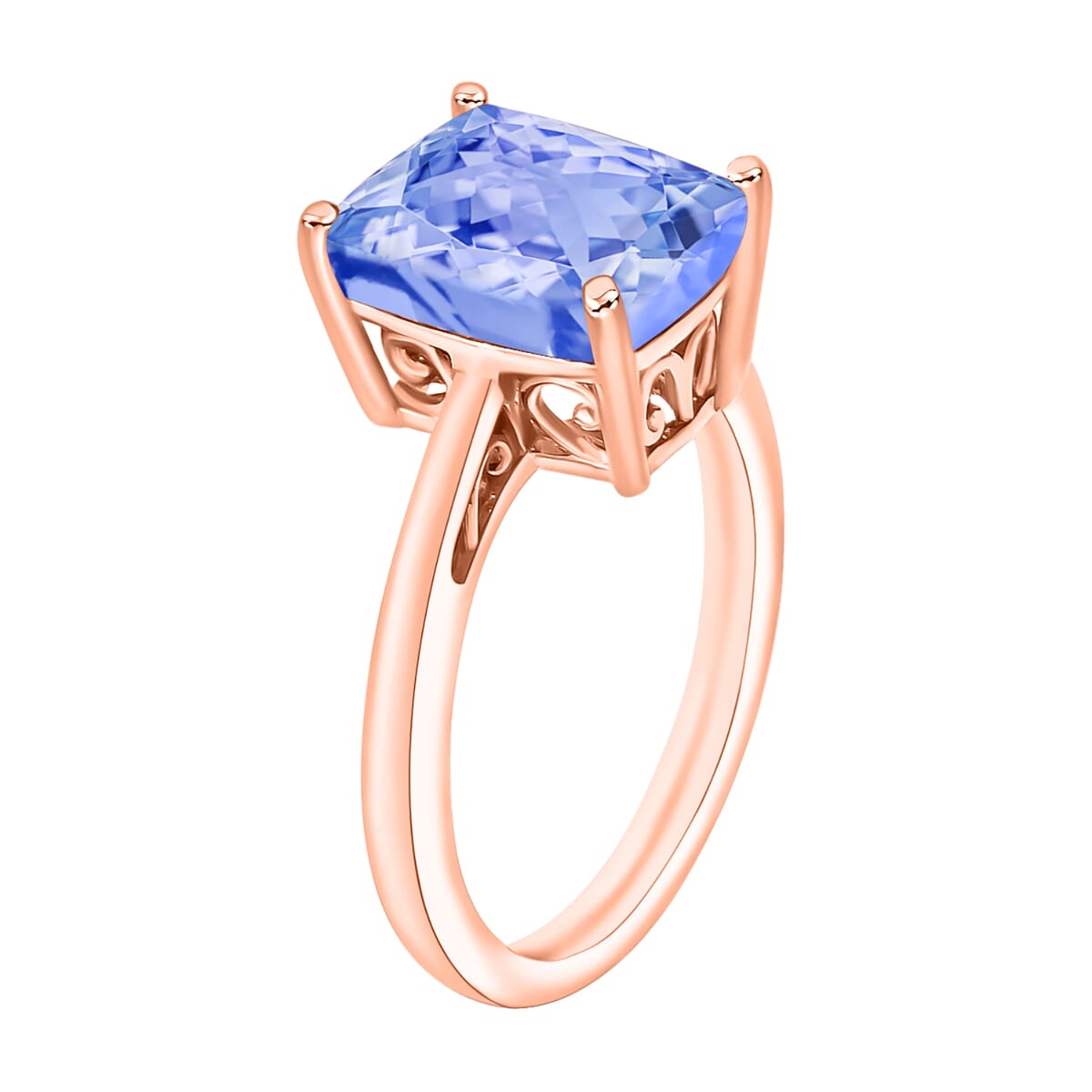 Tanzanite Solitaire Ring in Vermeil Rose Gold Over Sterling Silver (Size 10.0) 5.00 ctw image number 2