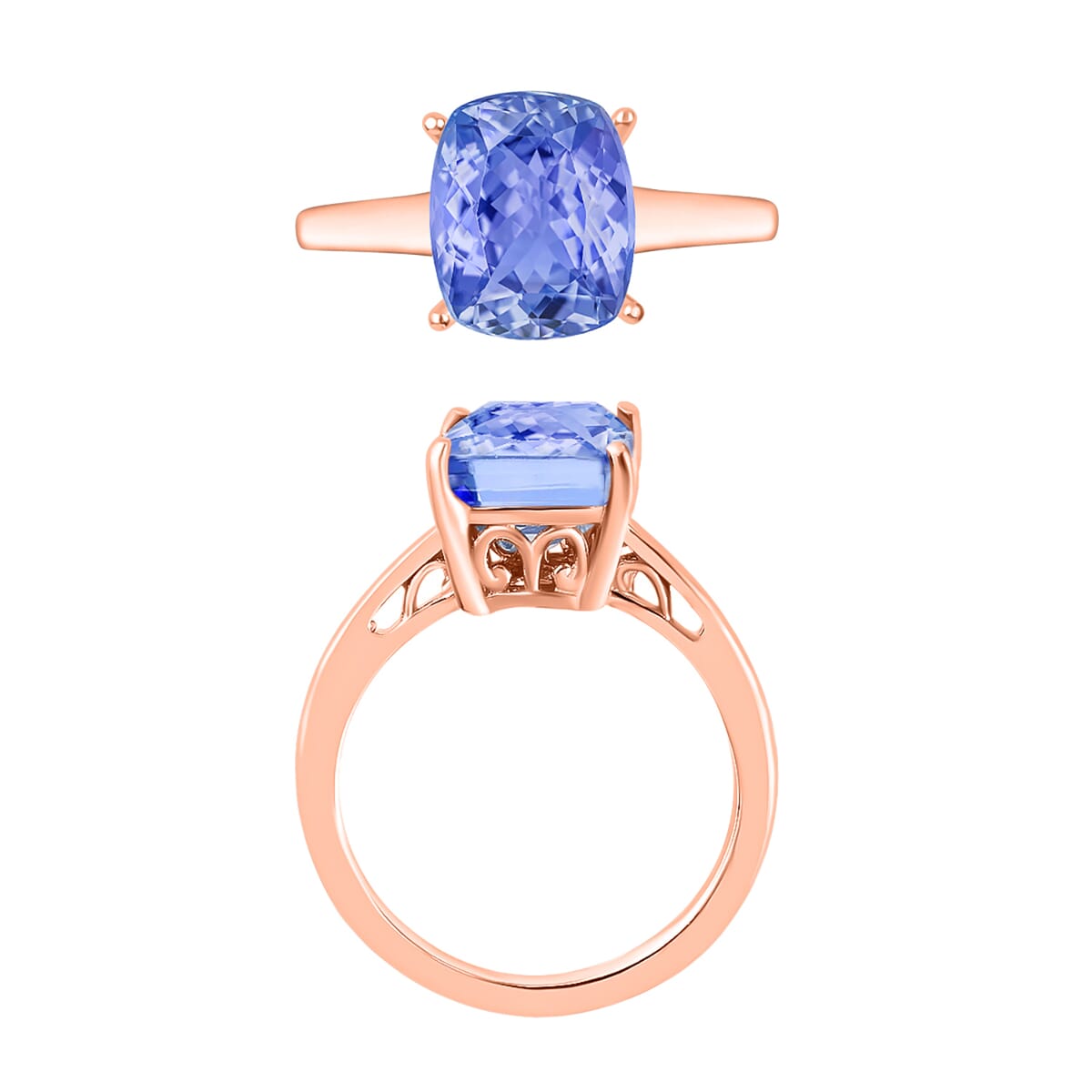 Tanzanite Solitaire Ring in Vermeil Rose Gold Over Sterling Silver (Size 10.5) 5.00 ctw image number 3