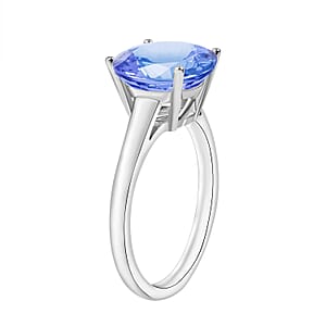 Tanzanite 3.70 ctw Solitaire Ring in Platinum Over Sterling Silver (Size 6.5) (Del. in 10-12 Days)