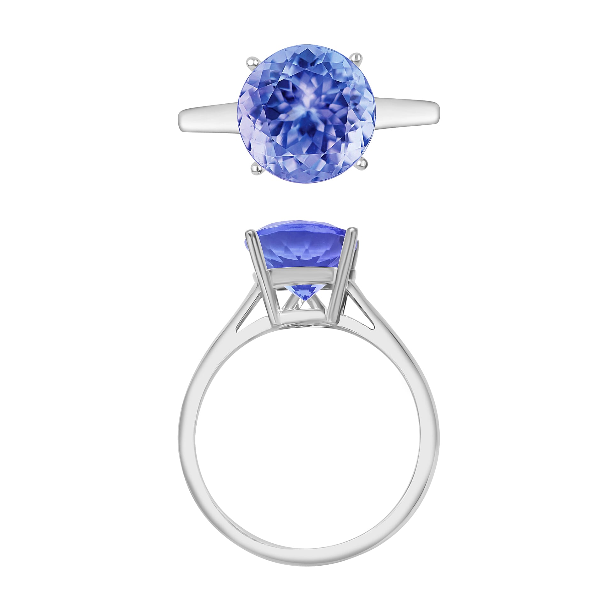 Tanzanite 3.70 ctw Solitaire Ring in Platinum Over Sterling Silver (Size 8.0)