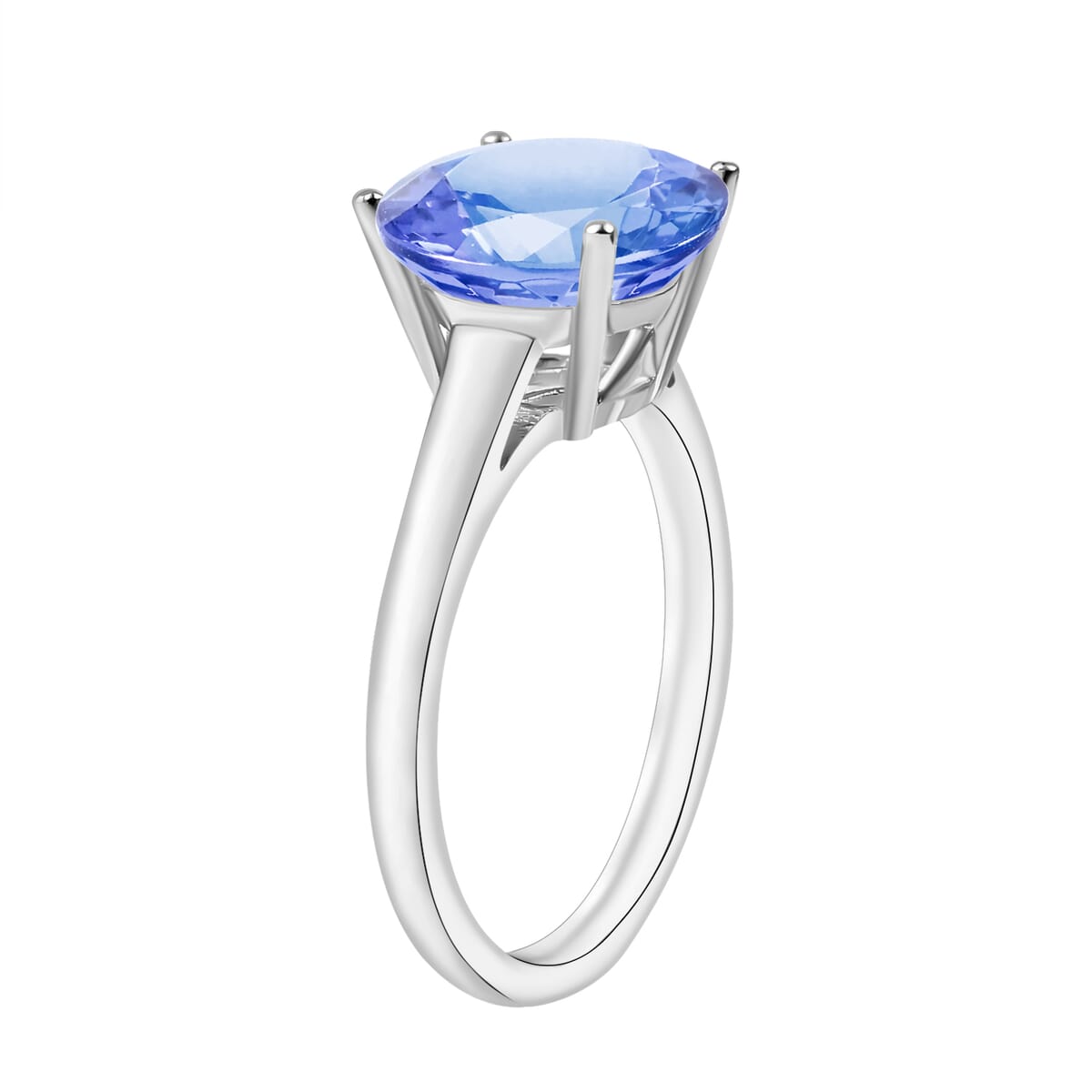 Tanzanite 3.70 ctw Solitaire Ring in Platinum Over Sterling Silver (Size 11.0) image number 2