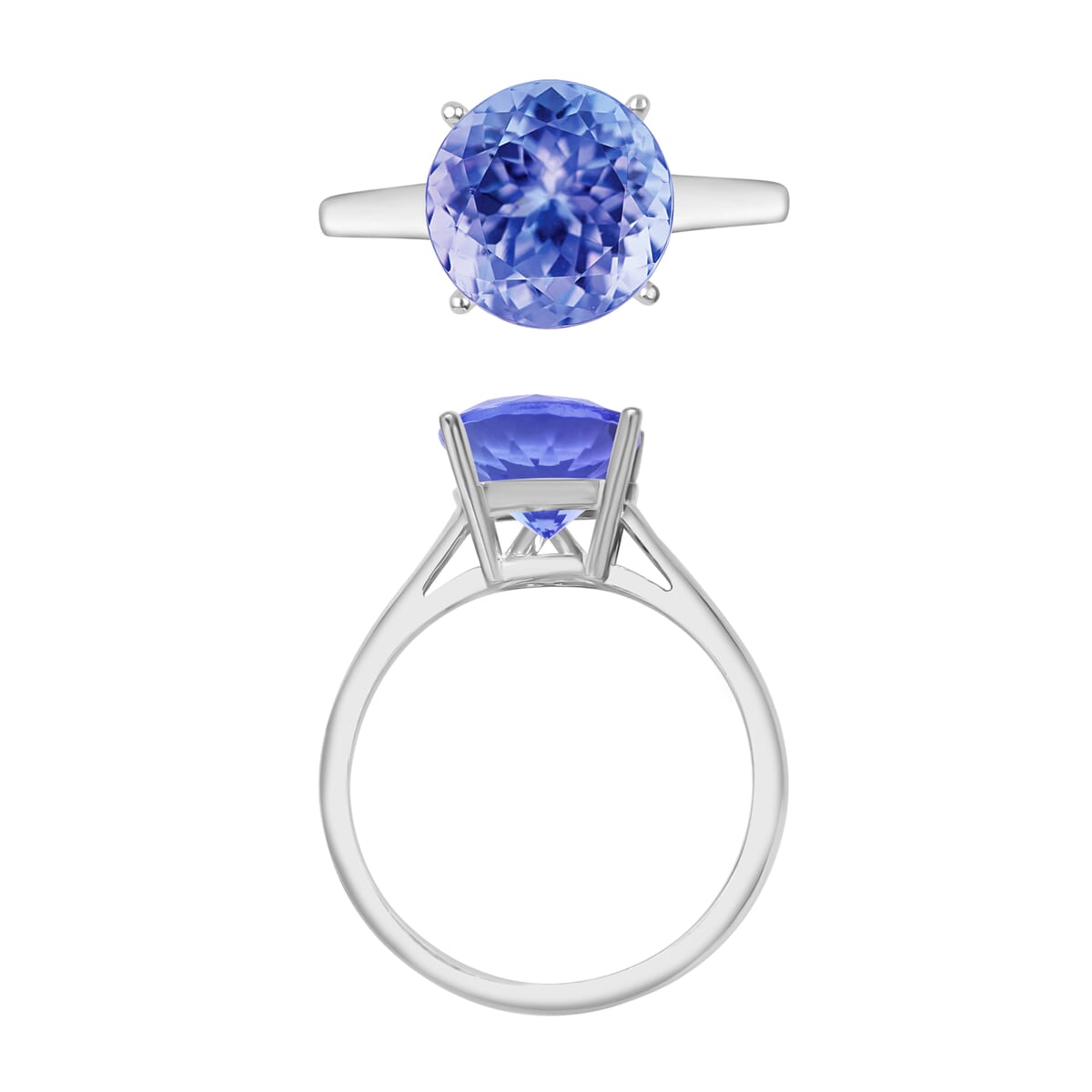 Tanzanite 3.70 ctw Solitaire Ring in Platinum Over Sterling Silver (Size 11.0) image number 3