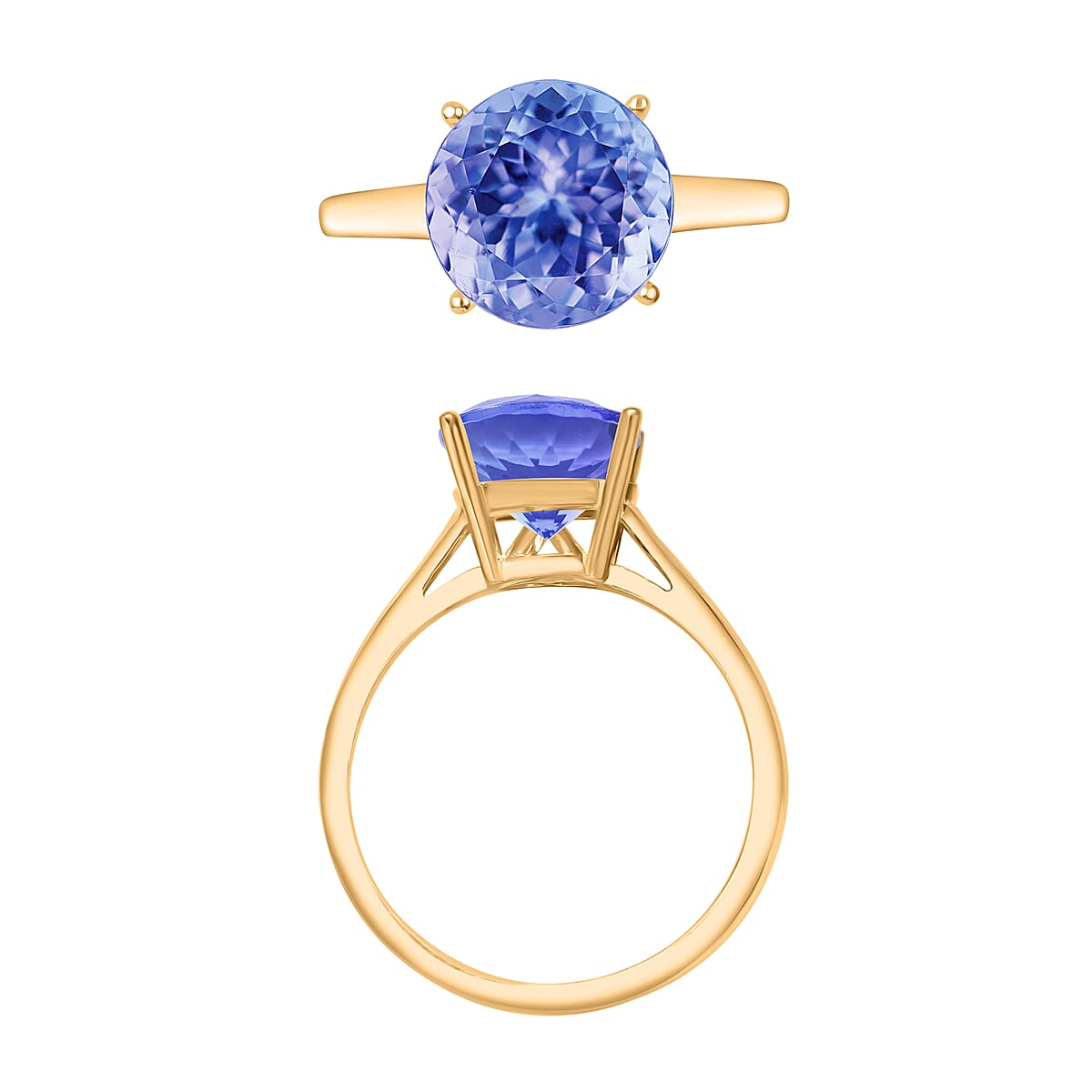 Tanzanite 3.70 ctw Solitaire Ring in Vermeil Yellow Gold Over Sterling Silver (Size 7.5) image number 3