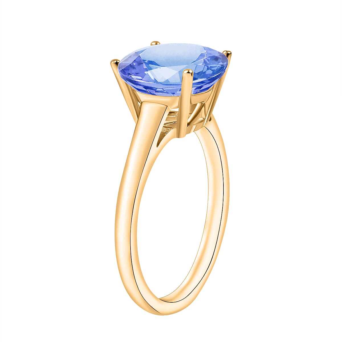 Tanzanite 3.70 ctw Solitaire Ring in Vermeil Yellow Gold Over Sterling Silver (Size 9.0) (Del. in 10-12 Days) image number 2