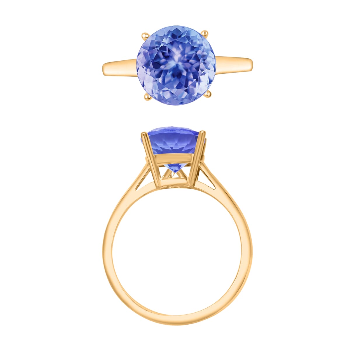 Tanzanite 3.70 ctw Solitaire Ring in Vermeil Yellow Gold Over Sterling Silver (Size 11.0) image number 3
