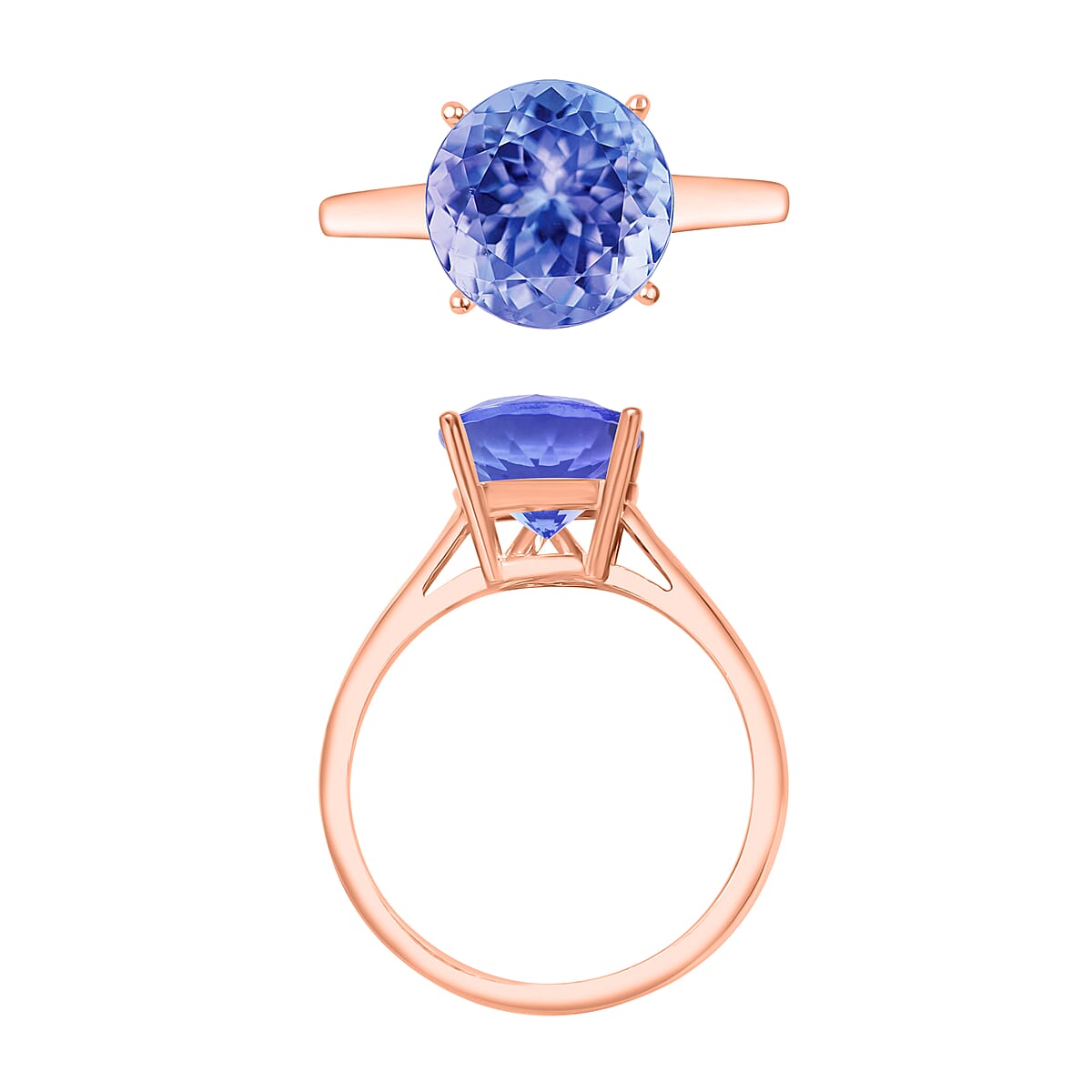 Tanzanite3.70 ctw Solitaire Ring in Vermeil Rose Gold Over Sterling Silver (Size 4.0) image number 3