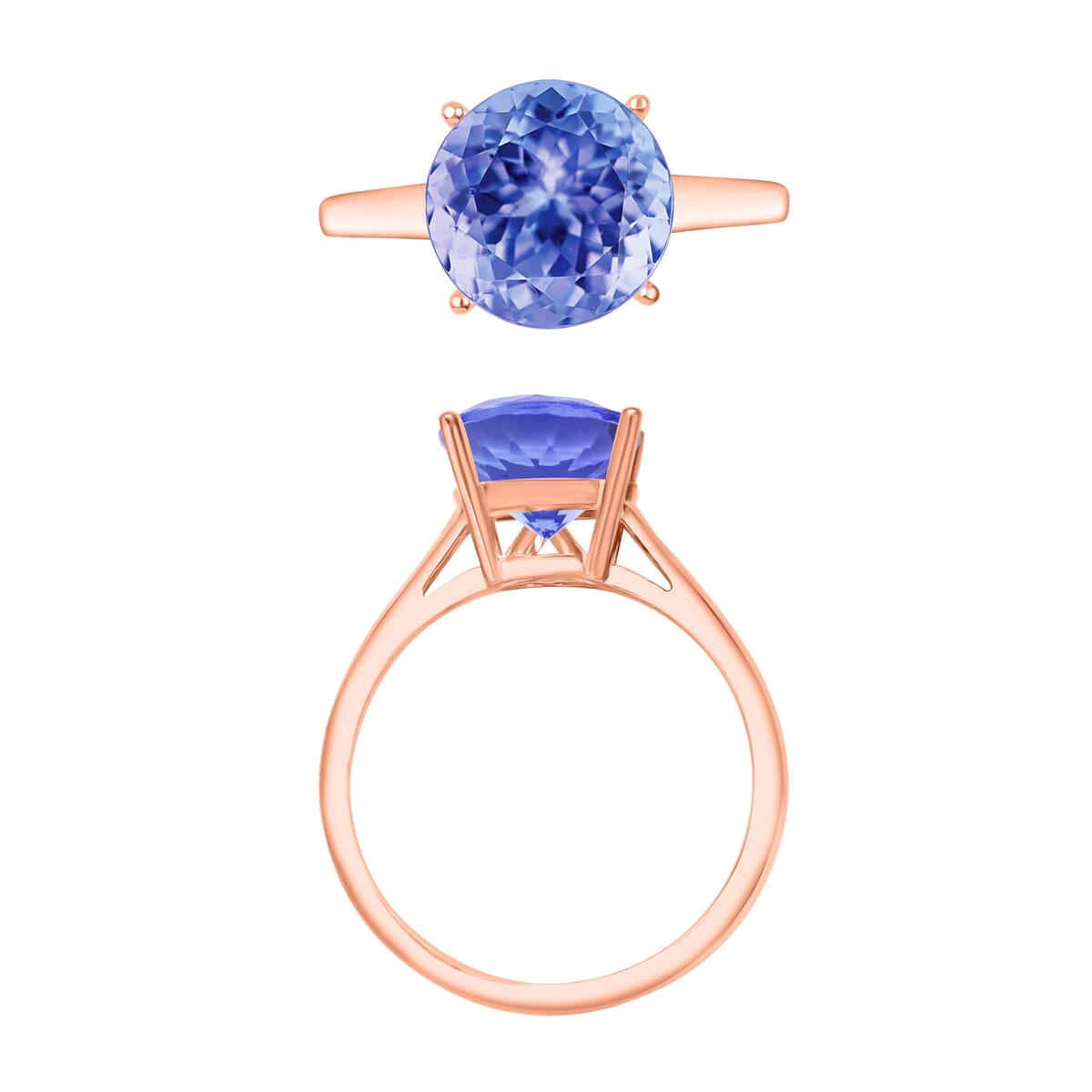 Tanzanite  3.70 ctw Solitaire Ring in Vermeil Rose Gold Over Sterling Silver (Size 10.0) image number 3