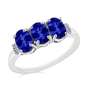 Rhapsody AAAA Tanzanite and Diamond E-F VS2 2.50 ctw 3 Stone Ring in 950 Platinum (Size  4.0)  5.50 Grams