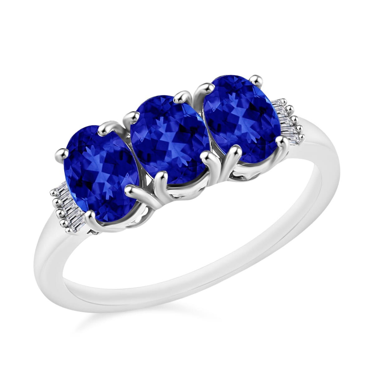 Rhapsody AAAA Tanzanite and Diamond E-F VS2 2.50 ctw 3 Stone Ring in 950 Platinum (Size  9.0)  5.50 Grams image number 0