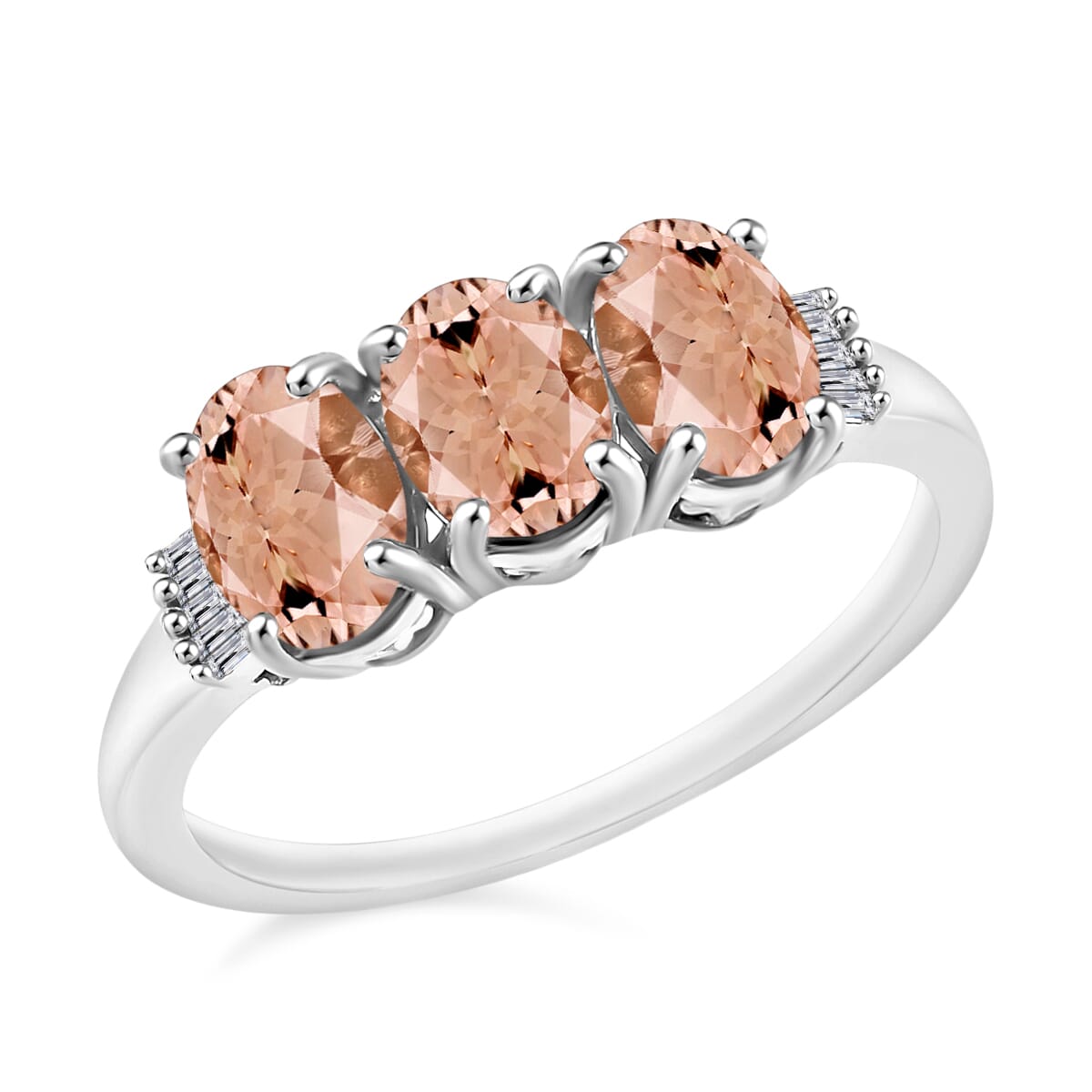 Rhapsody AAAA Pink Morganite and E-F VS2 Diamond 2.50 ctw Ring in 950 Platinum (Size  8.0) image number 0