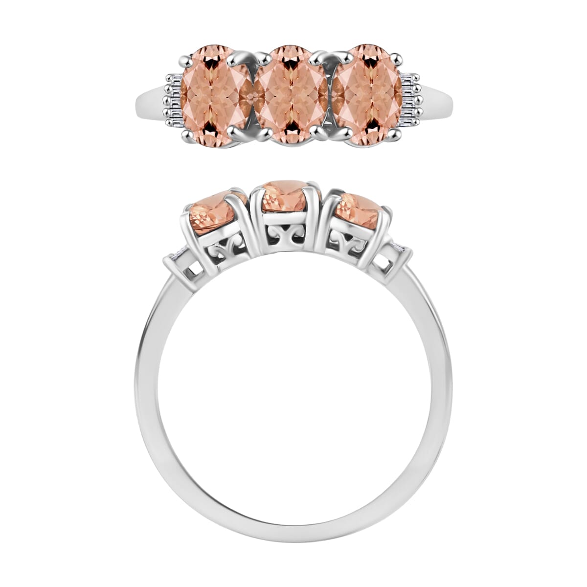 Rhapsody AAAA Pink Morganite and E-F VS2 Diamond 2.50 ctw Ring in 950 Platinum (Size  8.0) image number 3