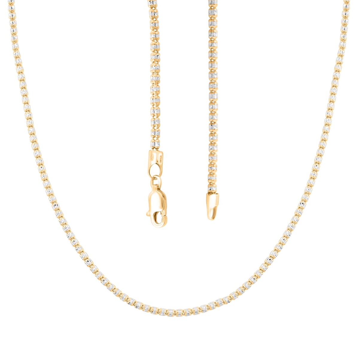 2.75mm Diamond Cut Ice Chain Necklace in 14K White and Yellow Gold 8.50 Grams 20 Inches image number 3