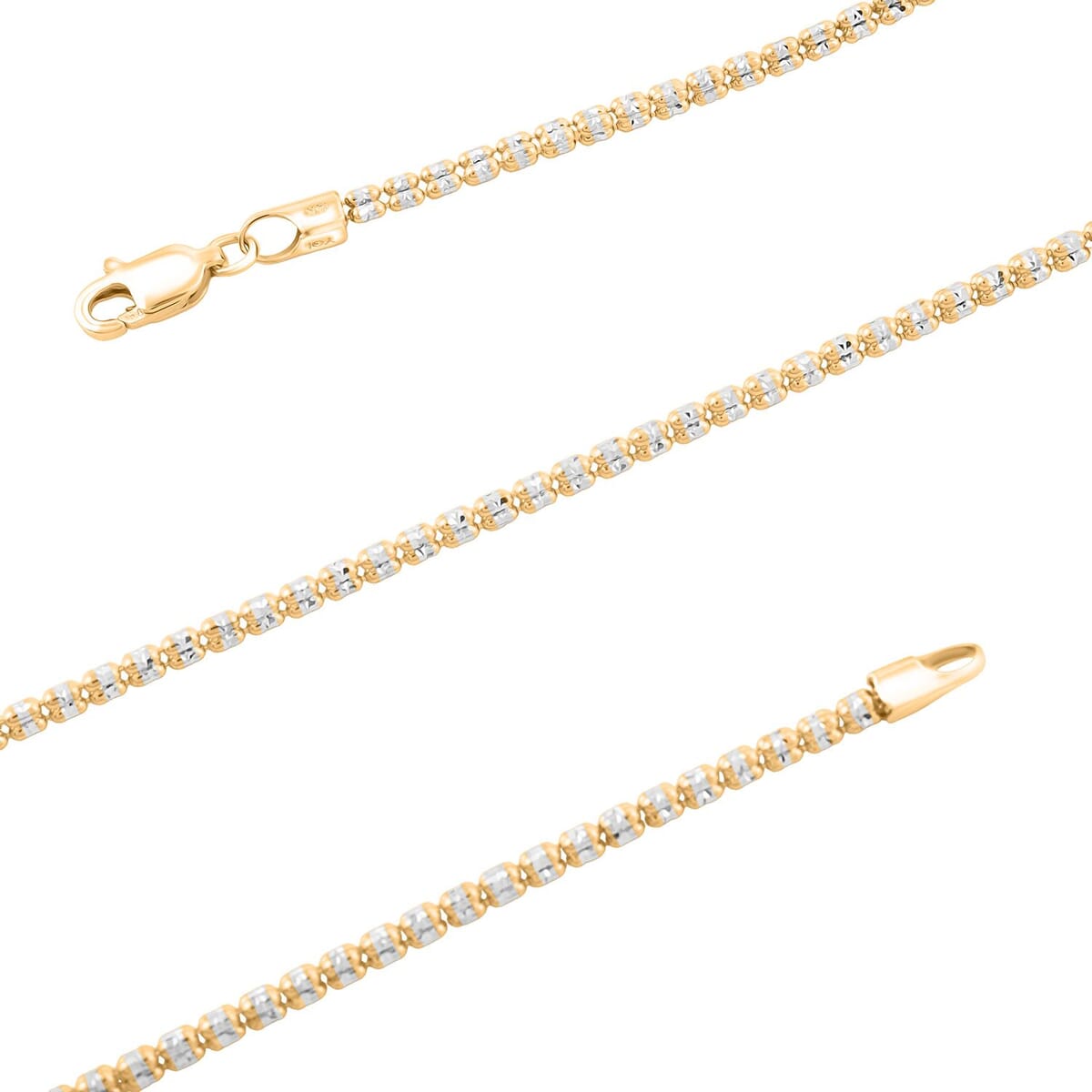 2.75mm Diamond Cut Ice Chain Necklace in 14K White and Yellow Gold 8.50 Grams 20 Inches image number 4