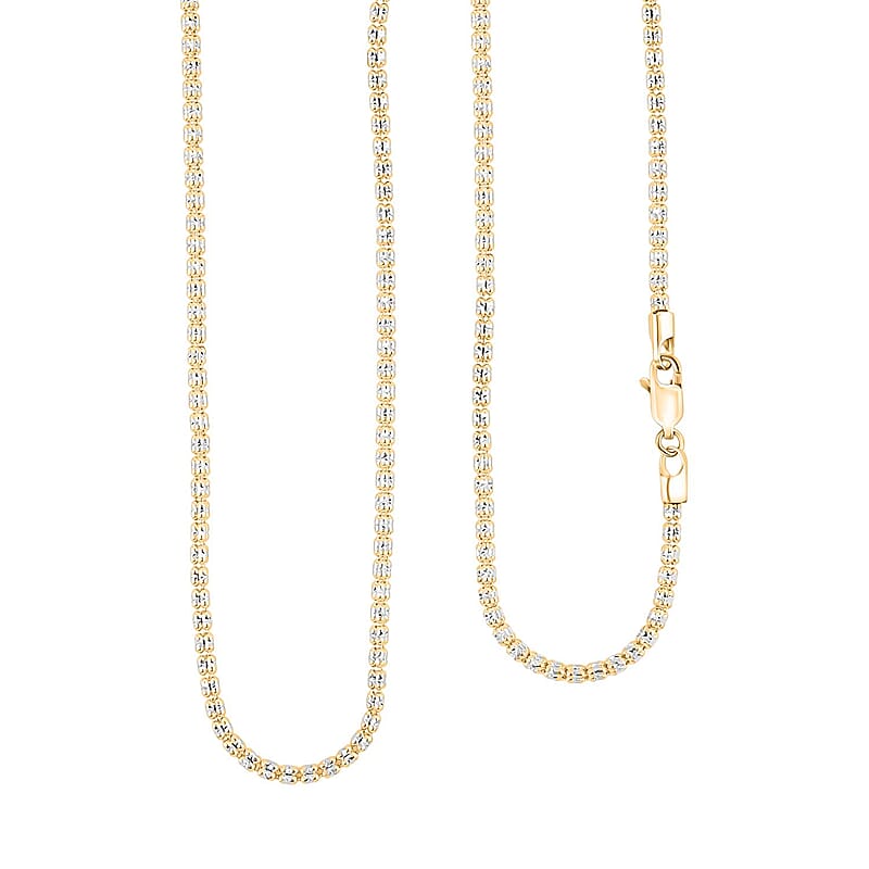 2.75mm Diamond Cut Ice Chain Necklace in 14K White and Yellow Gold 11.11 Grams 22 Inches