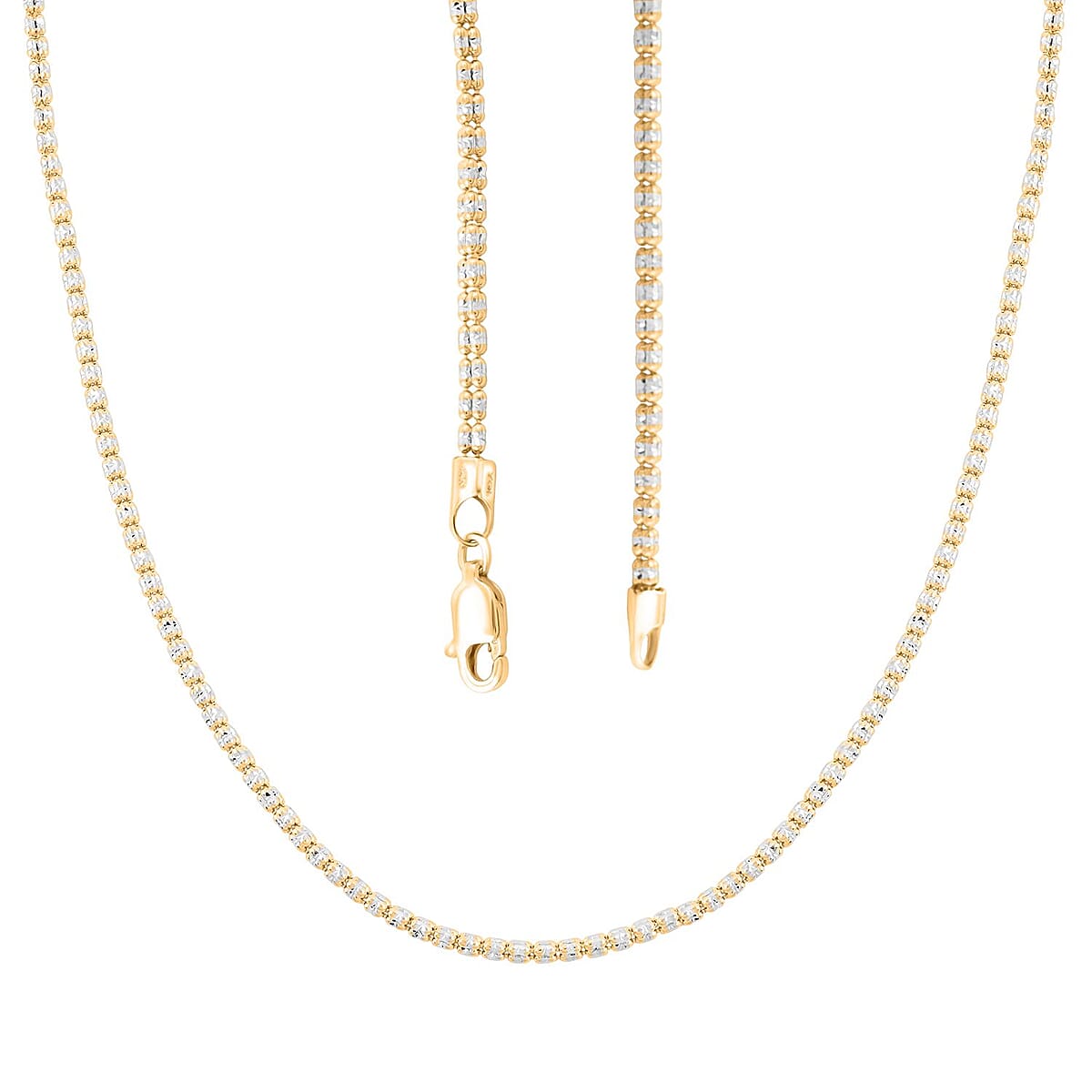 2.75mm Diamond Cut Ice Chain Necklace in 14K White and Yellow Gold 9.25 Grams 22 Inches image number 3