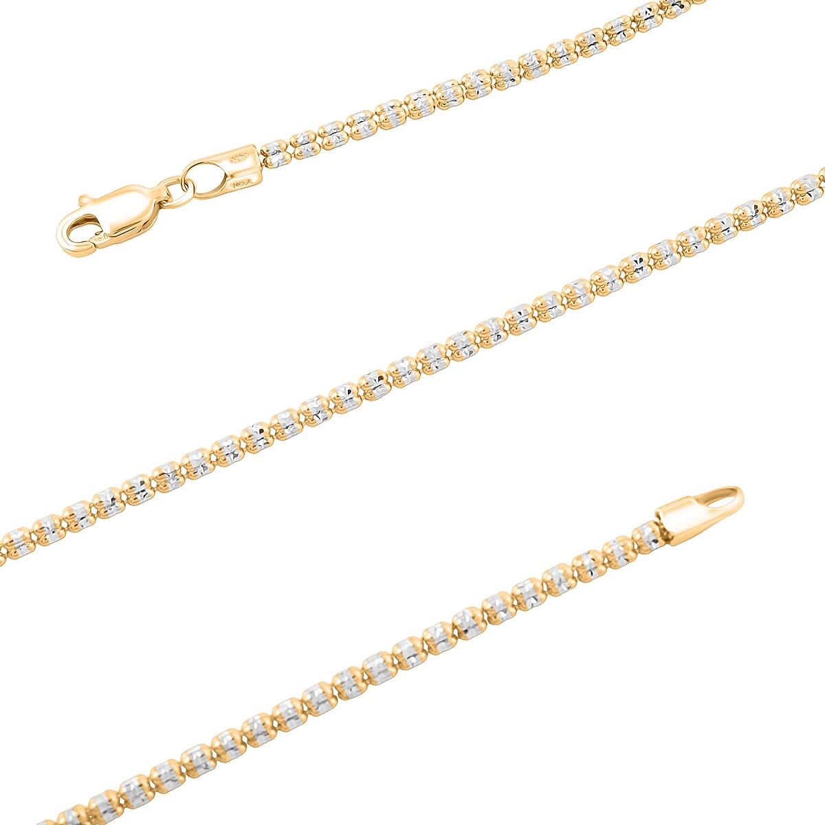 2.75mm Diamond Cut Ice Chain Necklace in 14K White and Yellow Gold 9.25 Grams 22 Inches image number 4