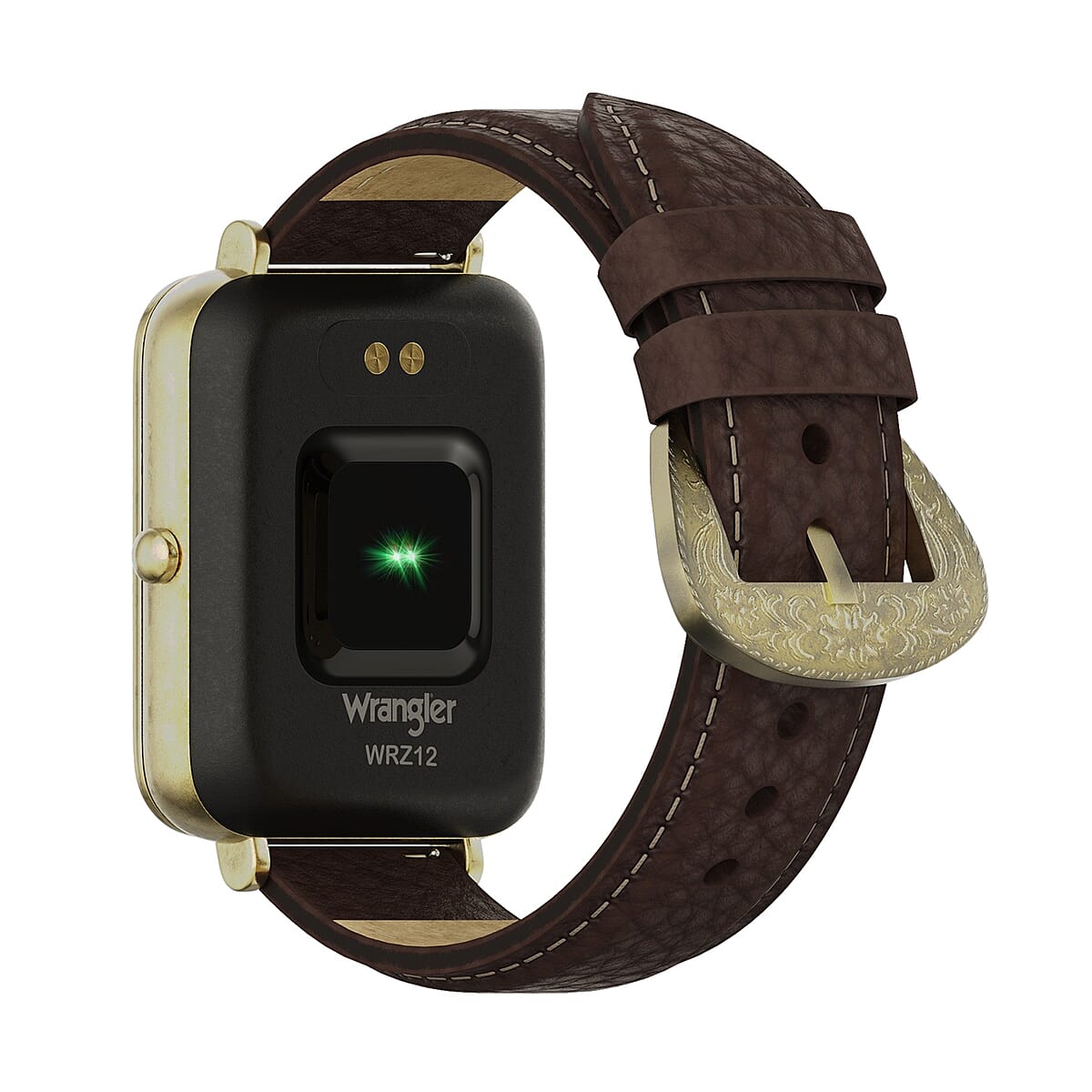 Wrangler Square Goldtone Smartwatch with Brown Leather Pebble Grain Strap (Ships in 5-7 Business Days) image number 2