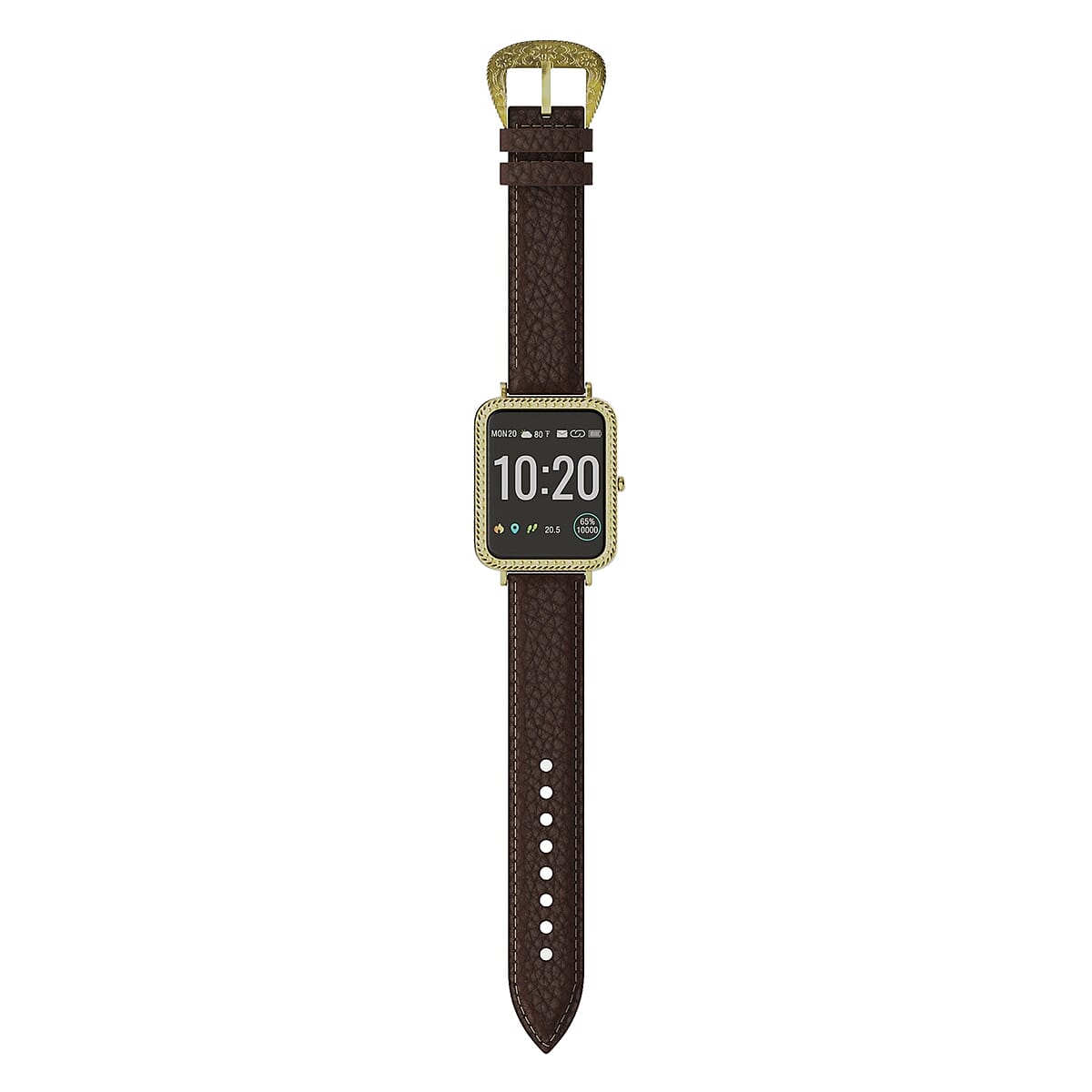Wrangler Square Goldtone Smartwatch with Brown Leather Pebble Grain Strap (Ships in 5-7 Business Days) image number 3