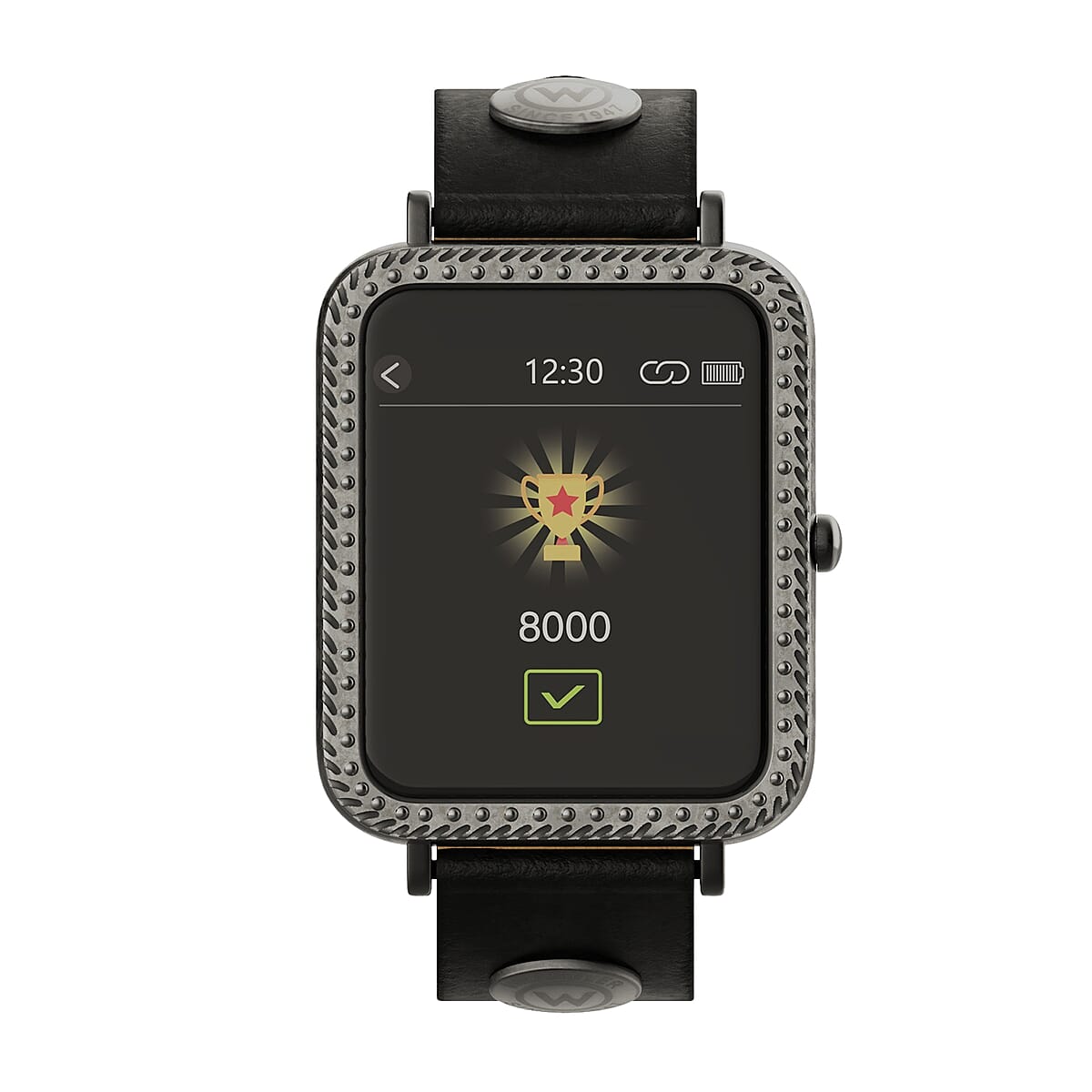 Wrangler Square Silvertone Smartwatch with Black Leather Strap Silver image number 1