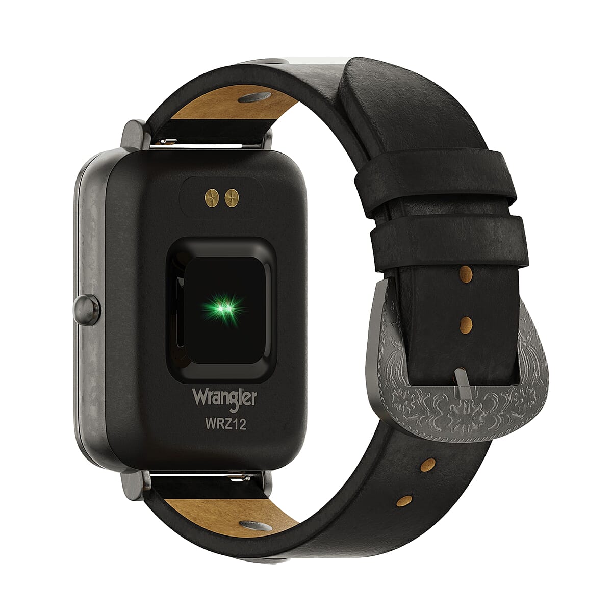 Wrangler Square Silvertone Smartwatch with Black Leather Strap Silver image number 2