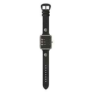 Wrangler Square Silvertone Smartwatch with Black Leather Strap Silver