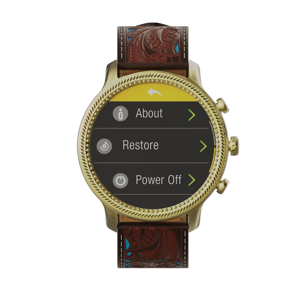 Wrangler Round Goldtone Smartwatch with Brown Floral Pattern Teal Strap (Ships in 5-7 Business Days) image number 1