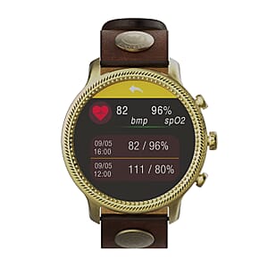 Wrangler Round Silvertone Smartwatch with Brown Wrangler Rivet Strap (Ships in 5-7 Business Days)