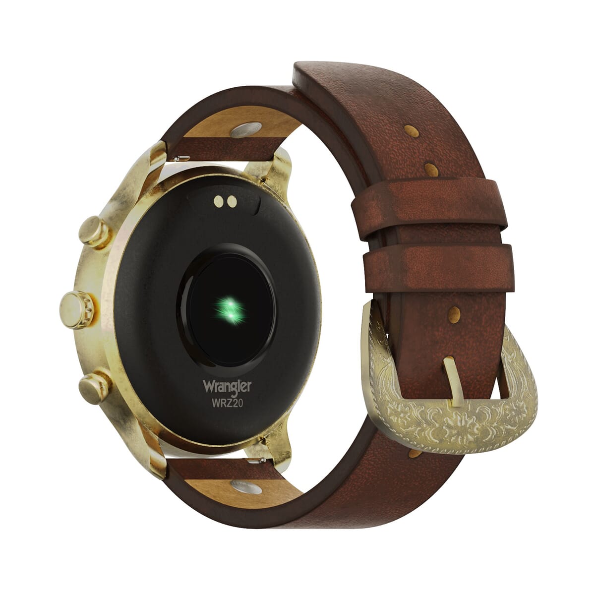 Wrangler Round Silvertone Smartwatch with Brown Wrangler Rivet Strap (Ships in 5-7 Business Days) image number 2
