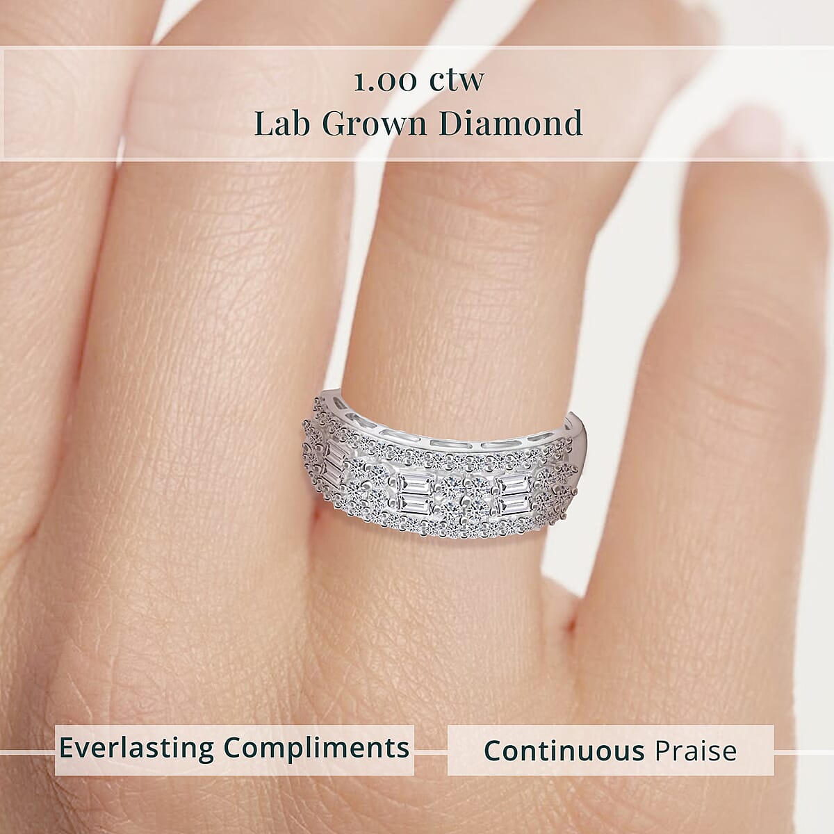 Luxuriant Lab Grown Diamond G SI 1.00 ctw Ring in Sterling Silver (Size 6.0) image number 4
