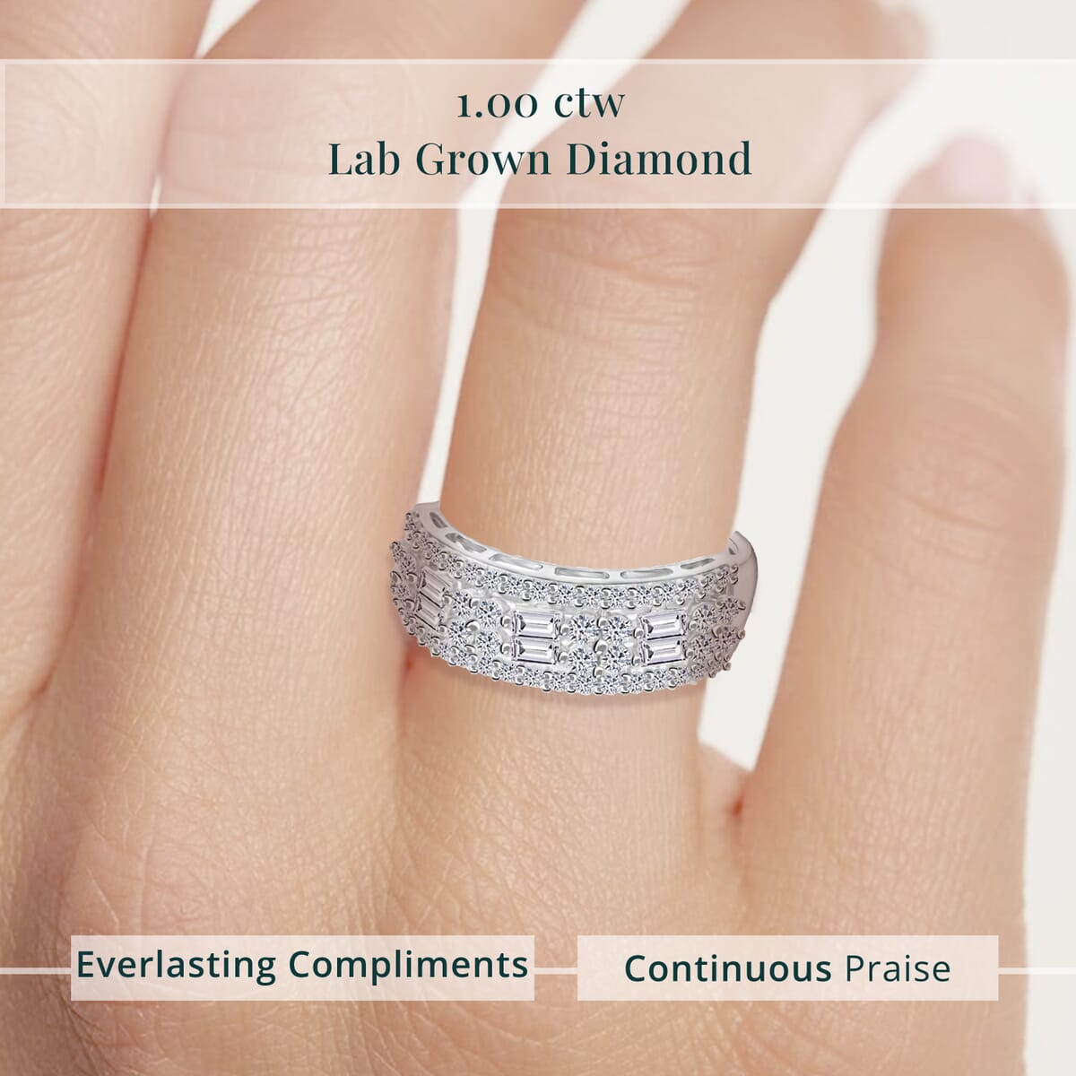 Luxuriant Lab Grown Diamond G SI 1.00 ctw Ring in Sterling Silver (Size 9.0) image number 4