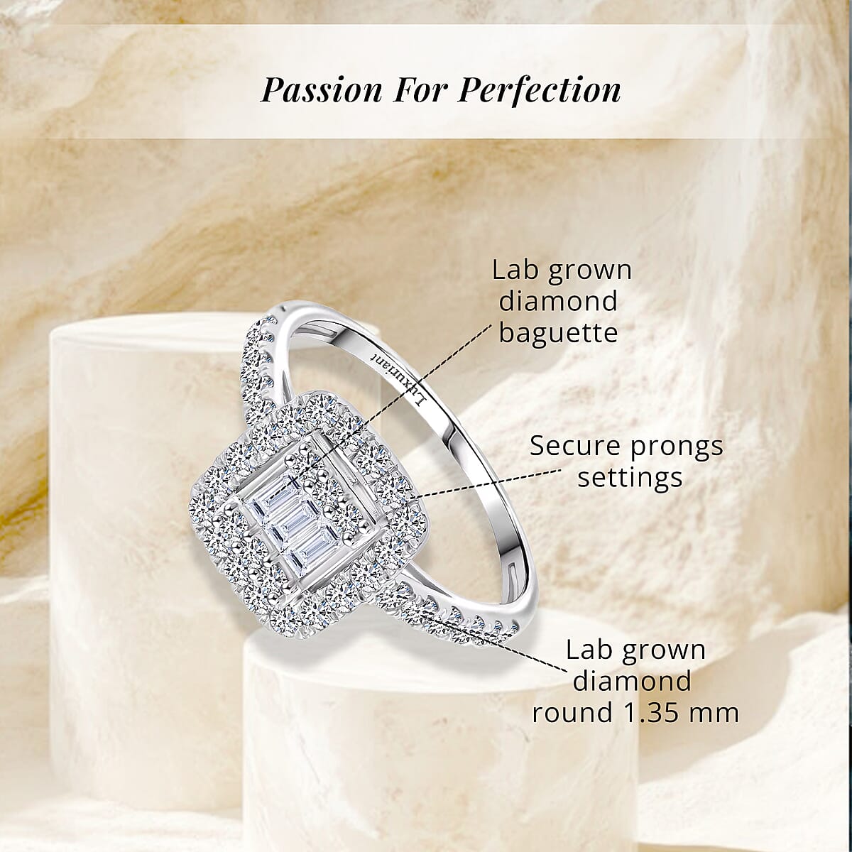 Luxuriant Lab Grown Diamond G SI 1.05 ctw Ring in Sterling Silver (Size 11.0) image number 5