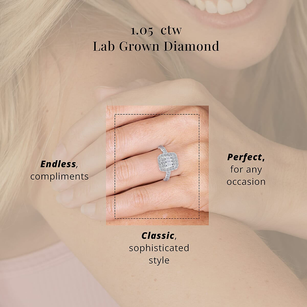 Luxuriant Lab Grown Diamond G SI 1.05 ctw Ring in Sterling Silver (Size 7.0) image number 4