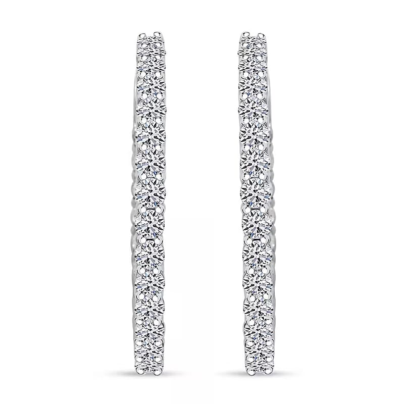 Luxuriant Lab Grown Diamond G SI 1.00 ctw Hoop Earrings in Sterling Silver