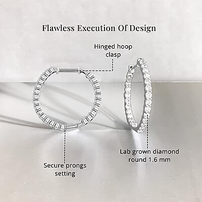 Luxuriant Lab Grown Diamond G SI 1.00 ctw Hoop Earrings in Sterling Silver