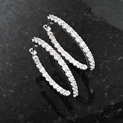 Luxuriant Lab Grown Diamond G SI 1.00 ctw Hoop Earrings in Sterling Silver