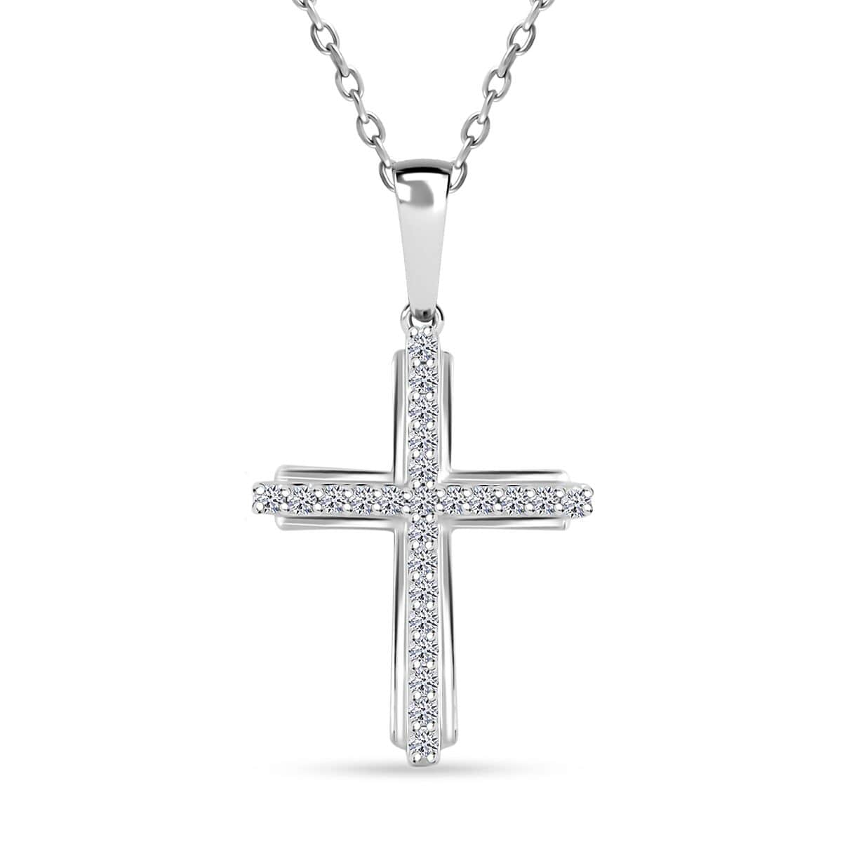 Doorbuster Luxuriant Lab Grown Diamond G SI 0.25 ctw Cross Pendant in Sterling Silver image number 0