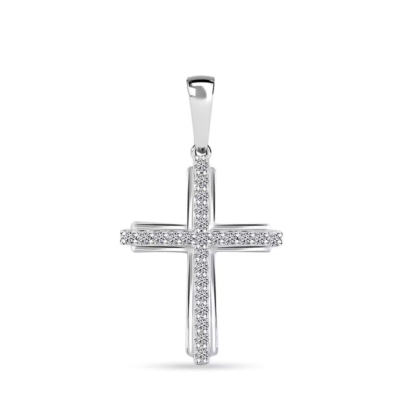 Luxuriant Lab Grown Diamond G SI 0.25 ctw Cross Pendant without Chain in Sterling Silver
