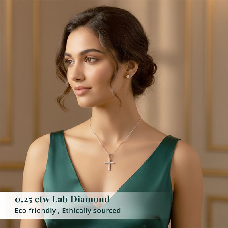 Luxuriant Lab Grown Diamond G SI 0.25 ctw Cross Pendant without Chain in Sterling Silver