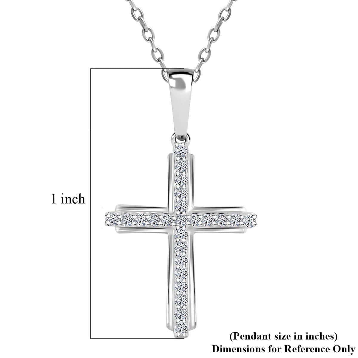 Doorbuster Luxuriant Lab Grown Diamond G SI 0.25 ctw Cross Pendant in Sterling Silver image number 5