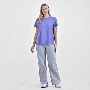 Lilac Glitter Short Sleeved Crew-neck Top - One Size Fits Most