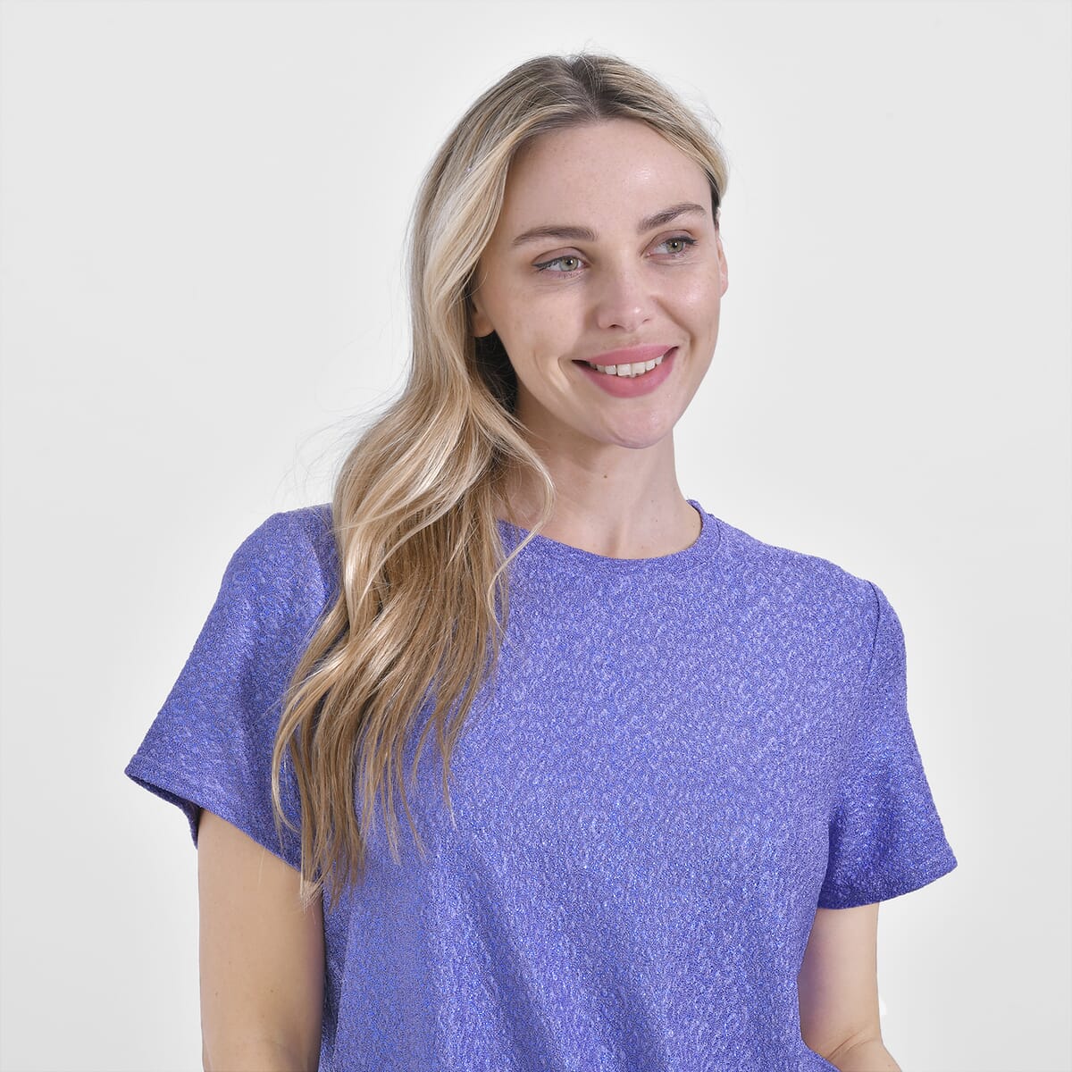 Lilac Glitter Short Sleeved Crew-neck Top - One Size Fits Most image number 4